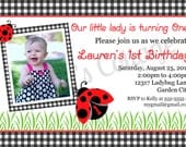 Ladybug Birthday Party Photo Invitation.... Custom, Printable, Digital