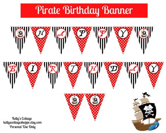 Instant Download Printable Pirate Birthday Banner Il_570xn