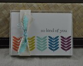 Handmade Set of Six Cards with Three Different Sentiments in Bright Rainbow Colors