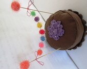 Fuzzy and Sparkly Pom Poms Cake Bunting Rainbow Party Fiesta or Hungry Caterpillar Party