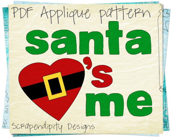 Santa Applique Pattern Christmas Applique Shirt Template