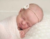 the Angelic : Newborn Headband  - Pure White - Newborn Photo Prop -  halo, blanket, wrap, flower headband