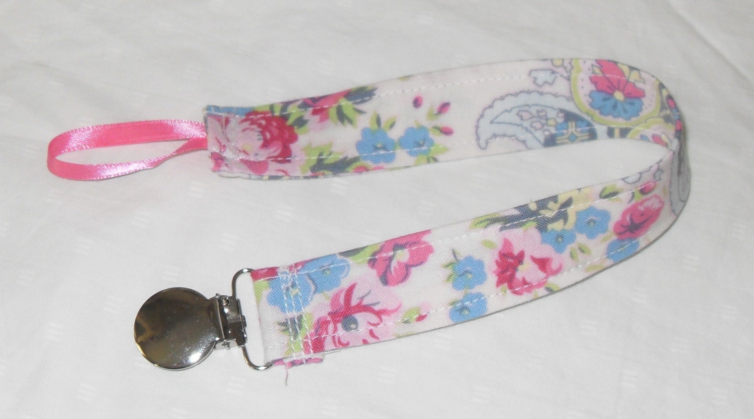 Tea Cakes Floral Paisley Vanilla Pacifier Clip