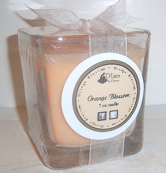 Orange Blossom 7 oz. cube candle, container jar candle - May fragrance of the month