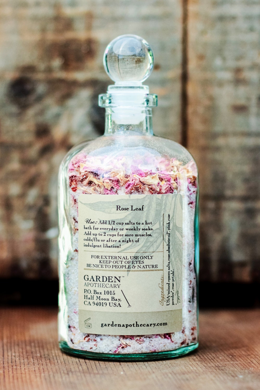 Organic Rose Leaf Bath Salts // All Natural Bath Salts // For Her