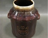 Vintage McCoy Cookie Jar  Crock in Drip Brown Pottery