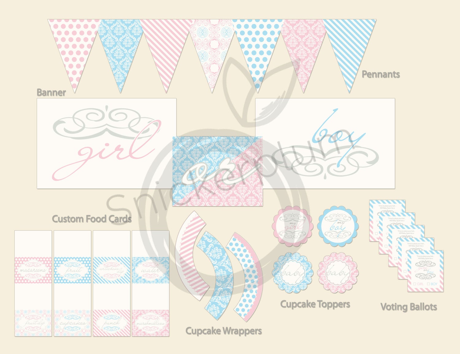 PDF Baby Gender Reveal Party Complete Package- Printable DIY