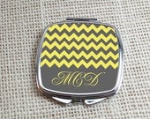 Personalized Chevron Compact Mirror - Chevra Monogram  - Wedding Party Gifts By Peachwik