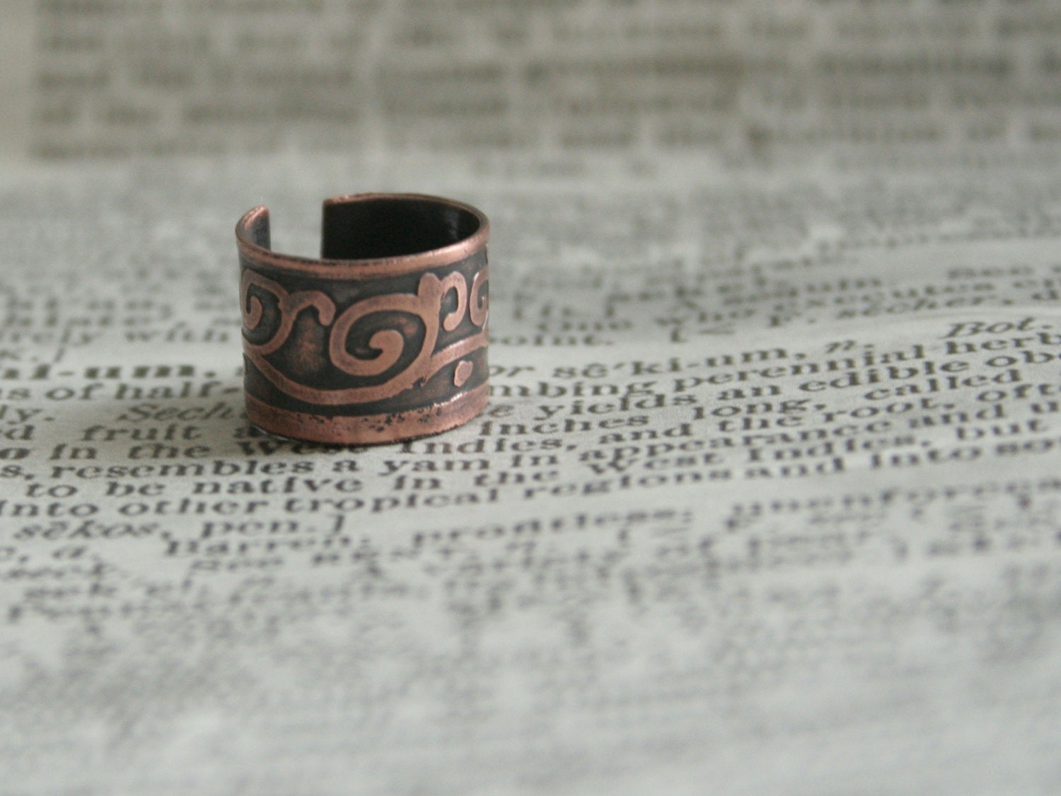Curly - Etched Copper Ear Cuff  with Curls and Swirls