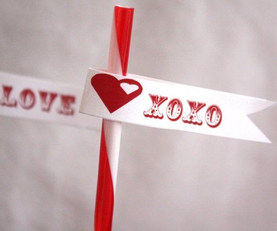 PRINTABLE Straw Flags -Valentine's Day So Sweet Collection - BellaGrey Designs Il_570xn