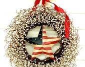 Large PATRIOTIC FLAG Door Wreath-Star Wreath-Summer Wreath-4th July Wreath-Scented Vanilla Cinnamon-CUSTOM choose Scent-Ribbon-Star