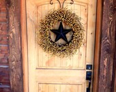 LARGE YELLOW & BLACK Barn Star Wreath-Large Door Wreath-Texas Star-Primitive Country Decor-Scented Cinnamon Vanilla-Choose your Scent