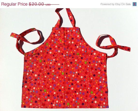 SALE Girls Orange Multi-Colored-Dot All Purpose Apron (size 3-4)