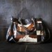 Vintage 70s Brown Leather Patchwork Cowhide Messenger Handbag Medium