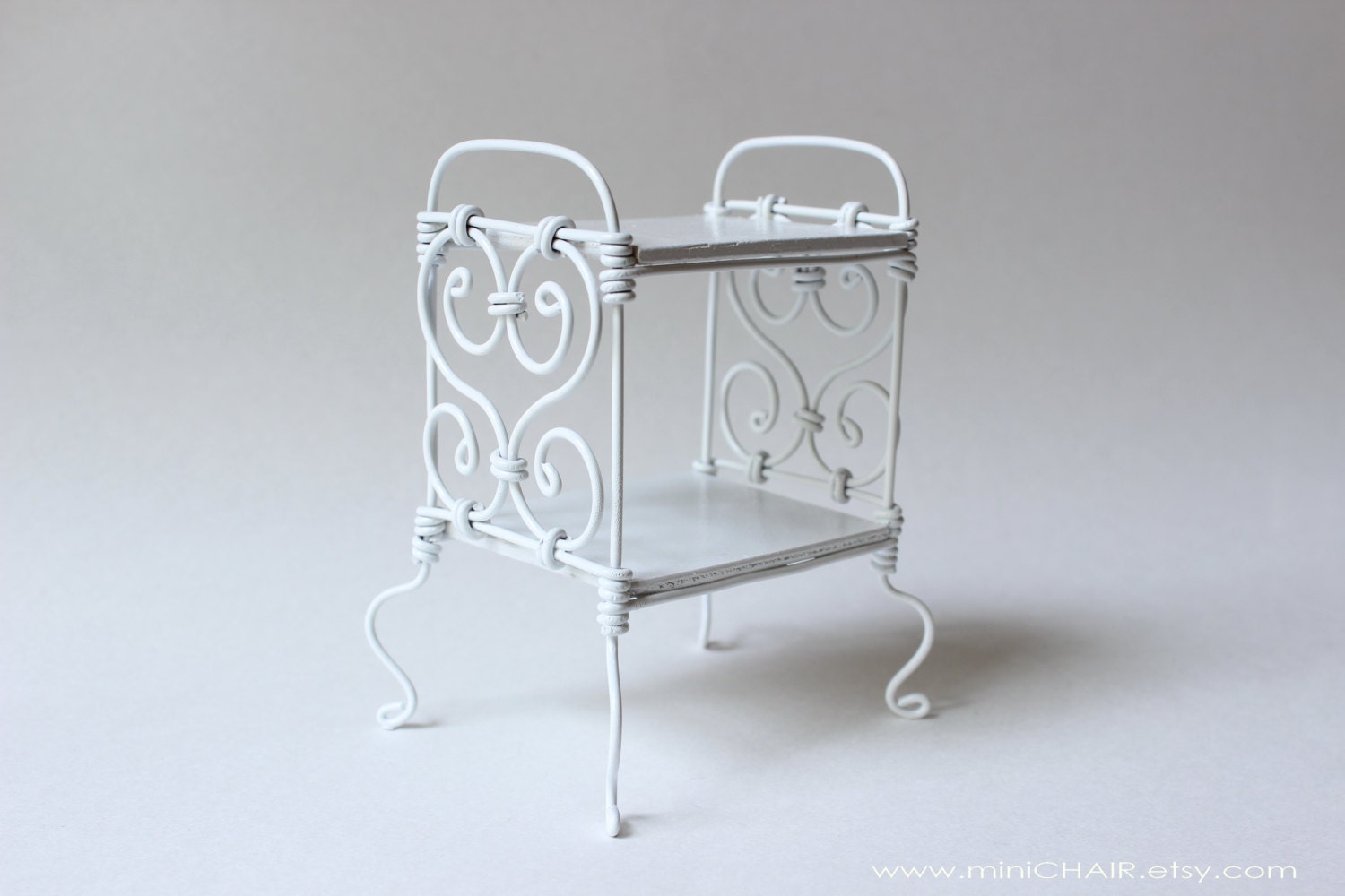 Miniature Doll Metal Bedside Table/ Nightstand in 1/6 scale (Blythe, Barbie, Momoko, Bratz).