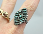 Ring Southwestern Zuni Sterling Silver and Turquoise Vintage RIng Size 7