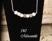 Mom Swarovski White Pearl Bar Necklace Sterling 925 Chain Classic, Bridal Bridesmaid Wedding Mothers Day Jewelry