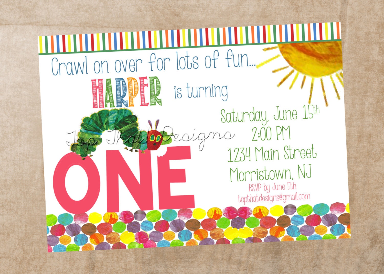 The Very Hungry Caterpillar Printable Invitation