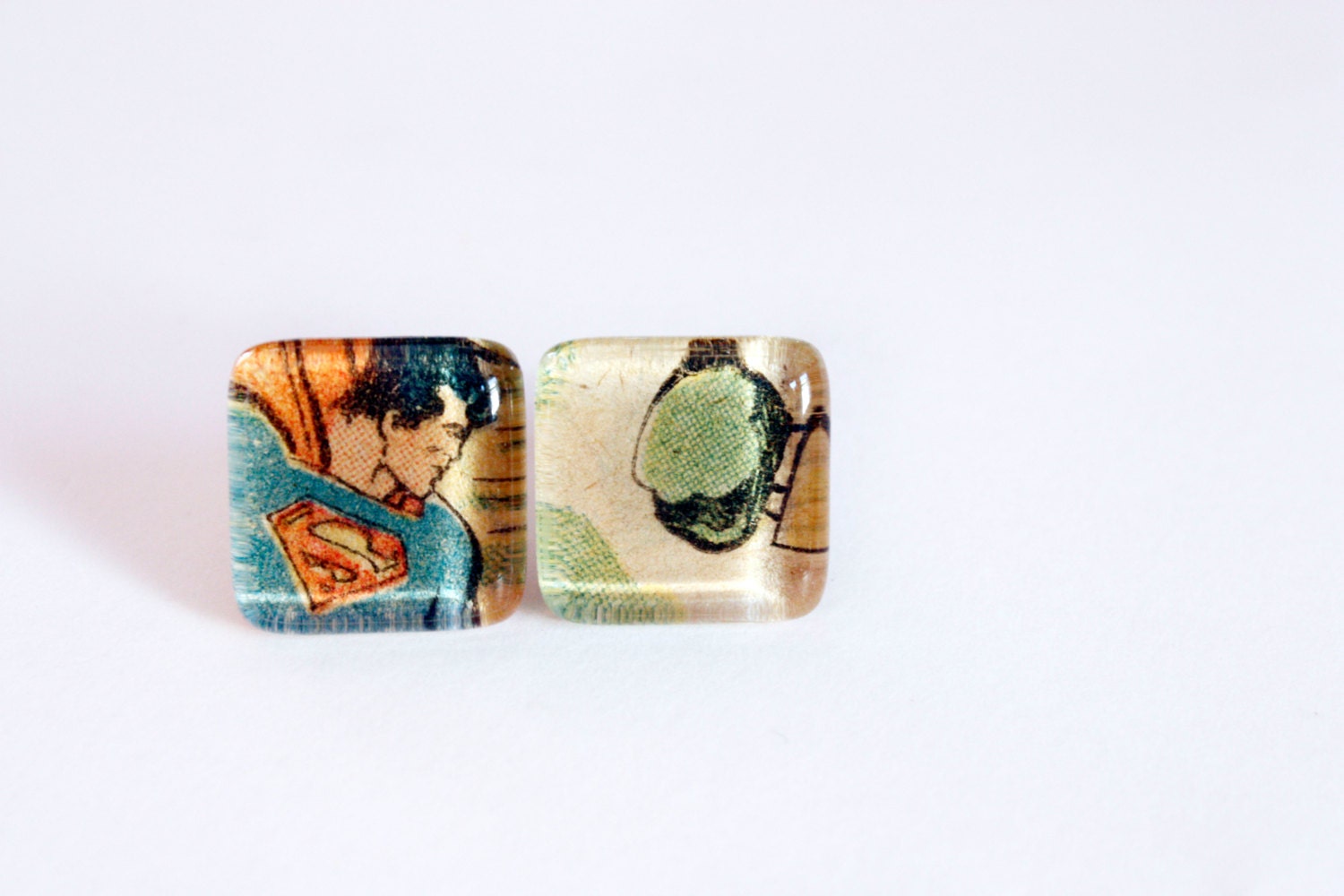 Recycled vintage comic book puzzle cufflinks