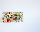 Recycled vintage comic book puzzle cufflinks