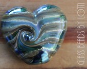 Handmade lampwork focal bead 'Abstract silver blue heart' - SRA