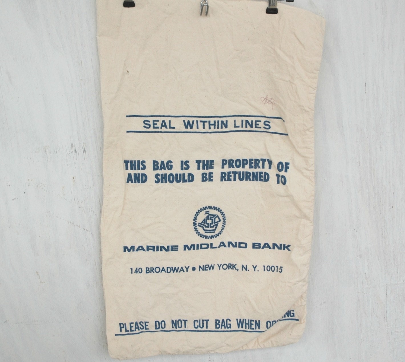 Vintage Cloth Bank Bag Marine Midland
