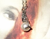 Mermaid Necklace Silver Plated Ivory Cream Pearl Effect Pendant Nautical Jewelry