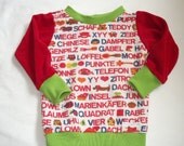 Terry Sweater ABC orig 70s Fabrics  Graziela Sz 2-3 Years (EU Sz 92-98)