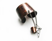 Adjustable cuff bangle bracelet  ring oxidized copper Futuristika Cu