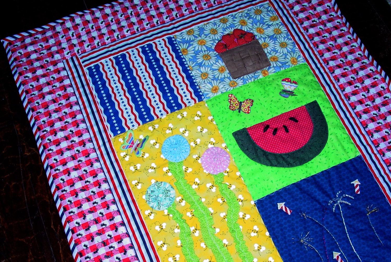Sweet Summer Dreams Tactile Lap Quilt - Sized for Chair Use