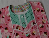 Cupcake Cutie - Designer Apron Style Adult Bib - Special Occasions and Everyday Use