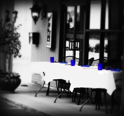 Cafe, Bistro, Fine Art Photograph, Home decor, Wall art, Blue, Minimalist - SevenTen