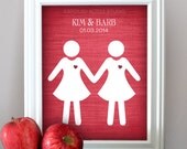Bride Loves Bride - Gay Custom Wedding Date and Name Print - 8x10 - Personalized Wedding Gift - Engagement Present