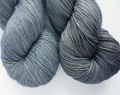 Hand Dyed Sock Yarn - Superwash Merino / Nylon Fingering Weight in Gray Matter Colorway