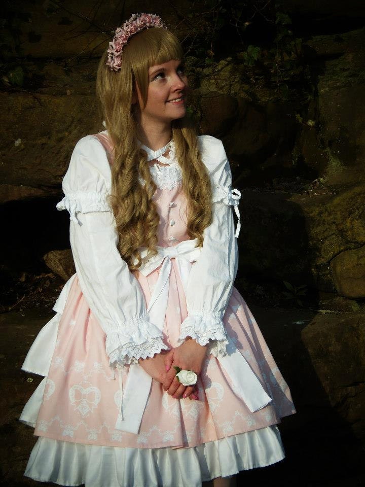 Sweet Lolita Lace and Bows exclusive print JSK/Dress Size UK 8-12 Made to Order