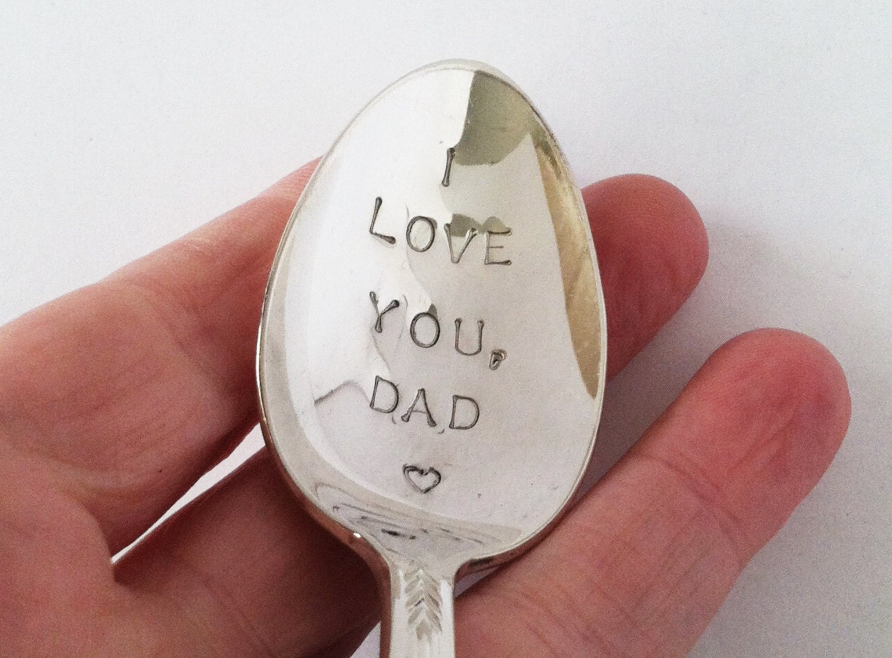 Hand Stamped Spoon, I Love You Dad, Father's Day Gift, Gifts for Dad, Vintage Silverplated Spoon, Eco Friendly Upcycled Gift for Men