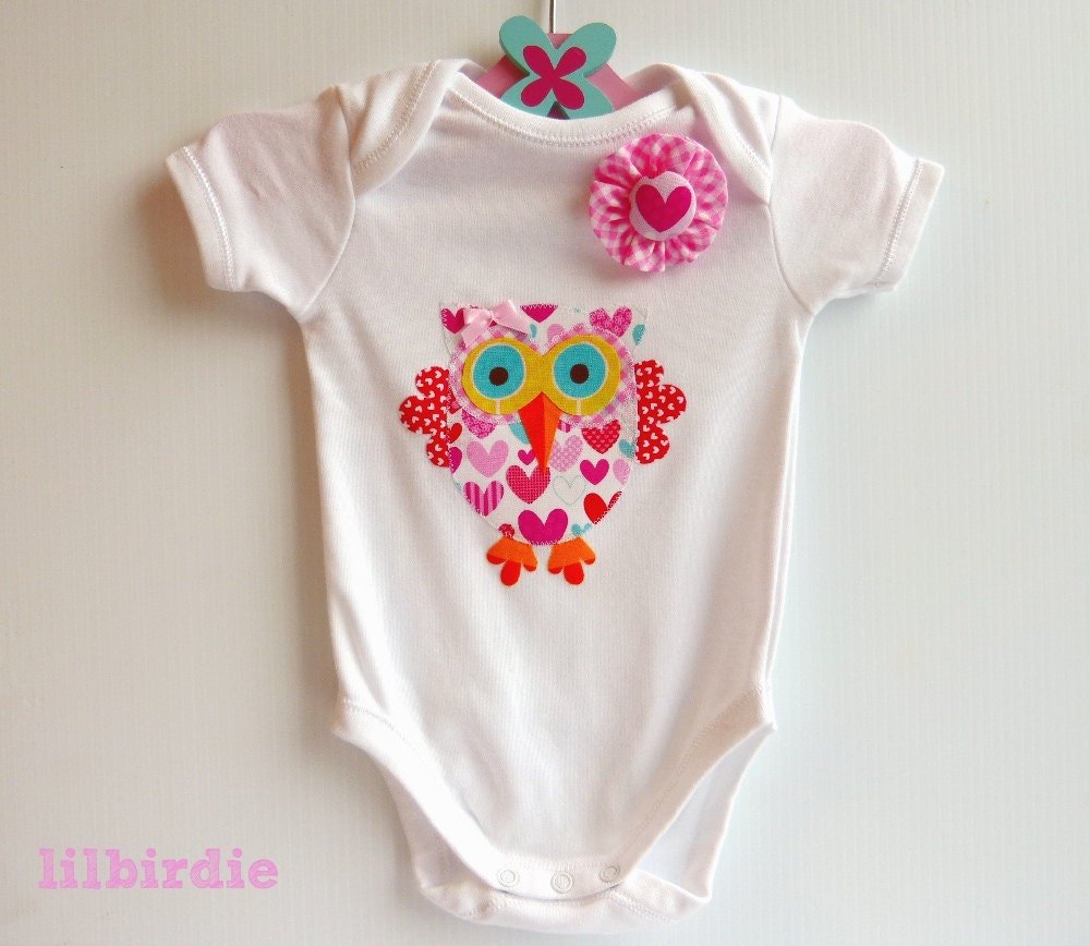 Hootin Owl Baby Onesie Baby Bodysuit Girls Pink Owl Design
