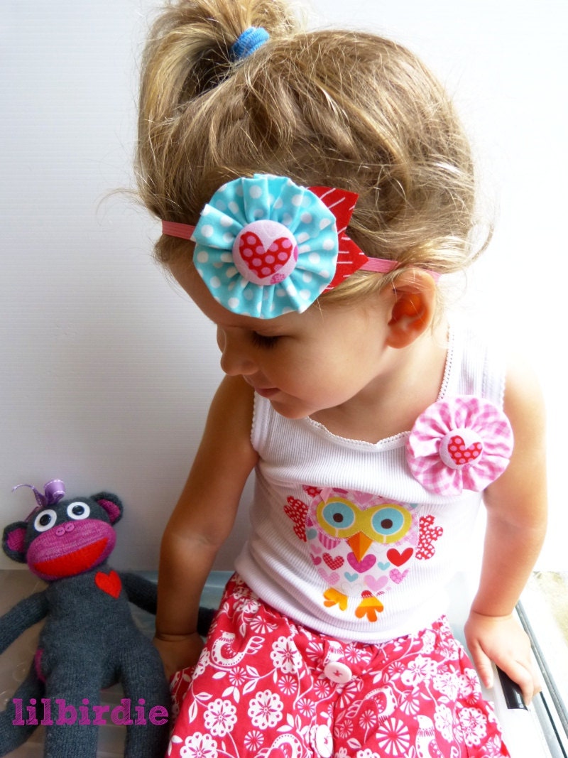 Love Hearts Flower  Baby Headband Valentines Day