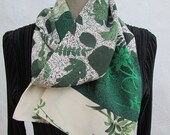 Kimono Silk  long scarf,Fabulous greens, PERFECT ACCESSORY