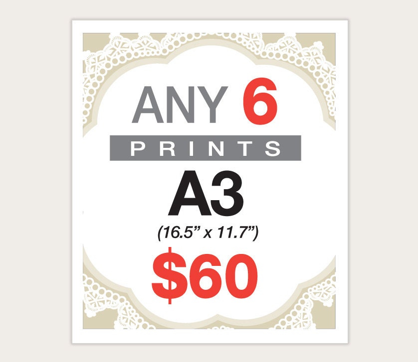 6 Posters for 60 Dollars -  A3 Size