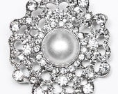 1 PC Wedding Rhinestone Brooch Component 1.5" x 1.5", Invitations, Napkin Ring, Bouquets, Accessories