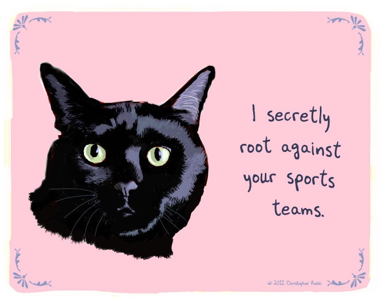 Black Cat 8x10 Print of Original Painting with phrase