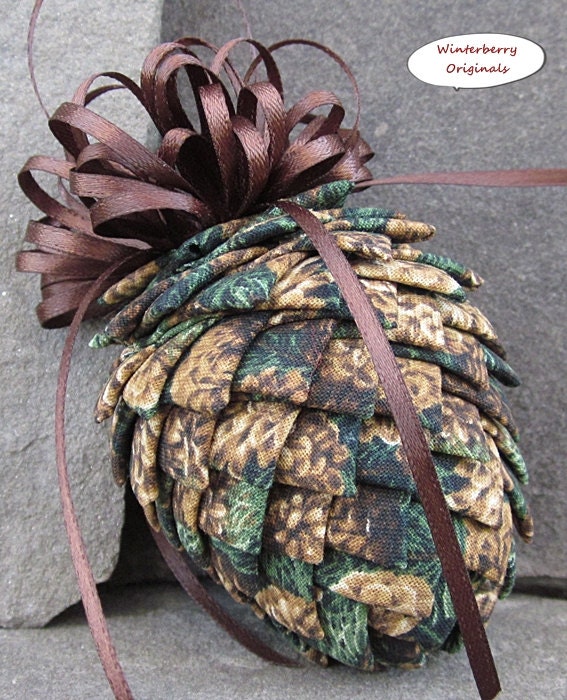 Pierced Fabric Pinecone Ornament - Pinecones on Evergreens
