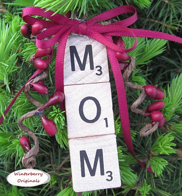 Scrabble Tile Ornament - MOM