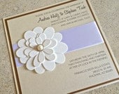 Luxury Wedding Invitation - FLORAL LUXE - Flower, Pearl, Ribbon, Square, cream, and gold wedding invitations
