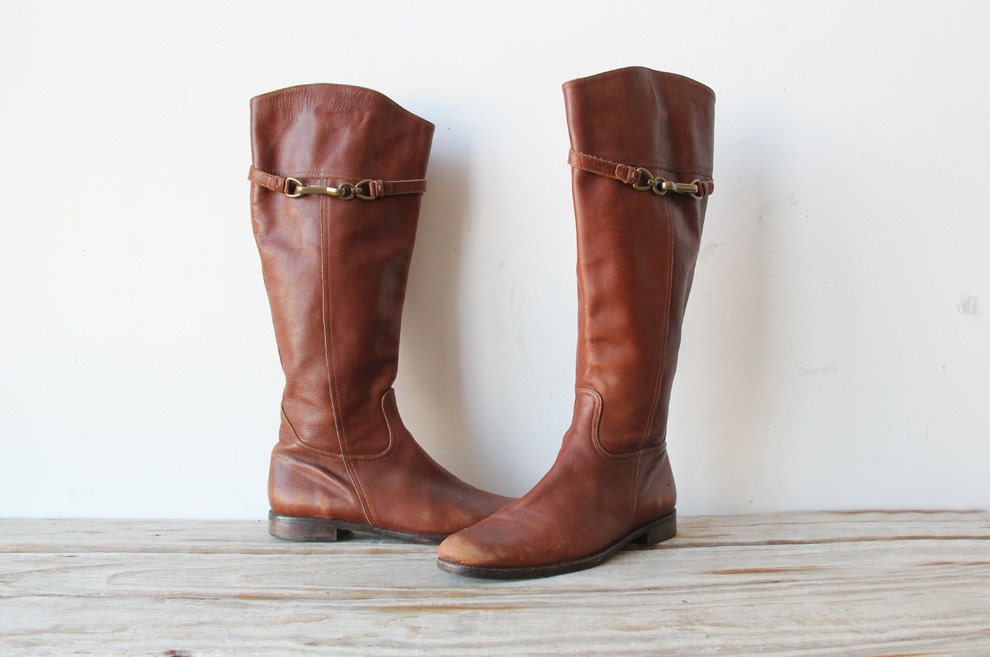 Tall Leather Riding Boots.  Size 8