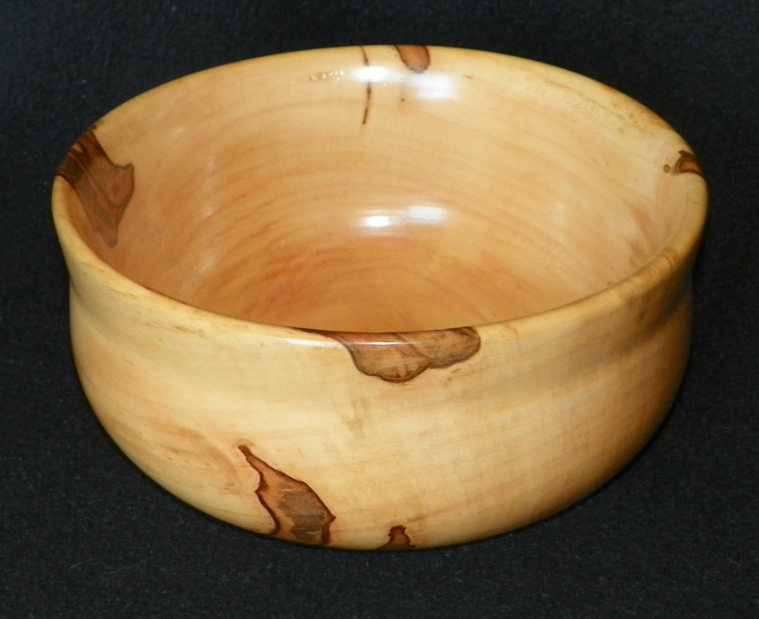 Hand Turned Ambrosia Maple Wooden Bowl - 7 1/4 inches diameter X 3 1/4 inches height - OldRedBarnProduction
