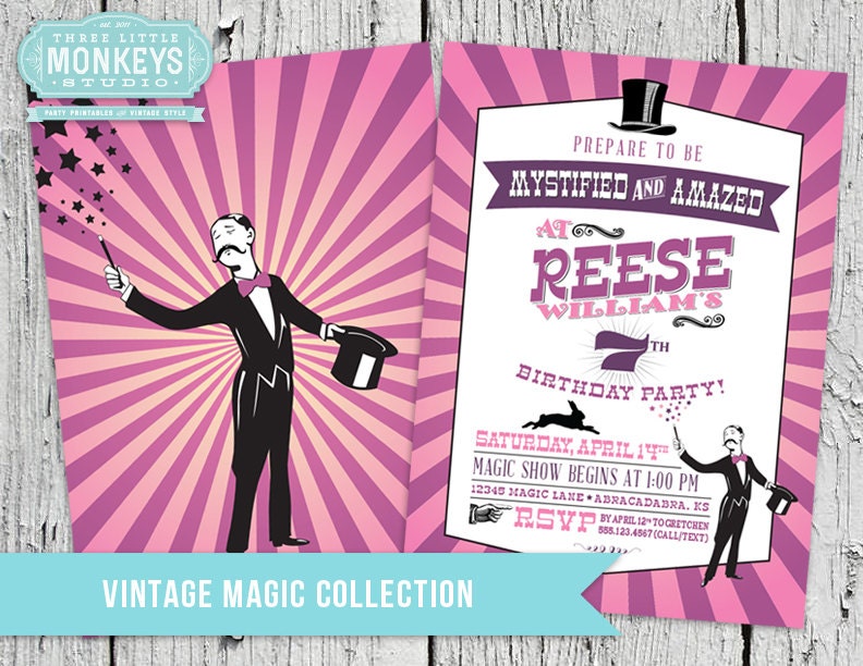 Magic Birthday Party Pack - Invitation plus 17 printables - Plum and Pink Il_170x135
