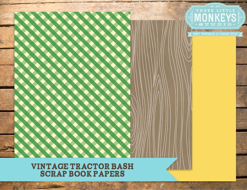 Vintage Tractor Bash Collection Matching Papers - INSTANT DOWNLOAD