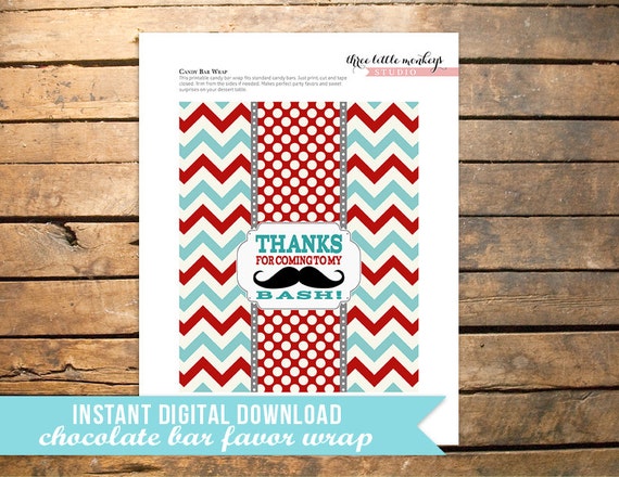 INSTANT DOWNLOAD Little Man Chocolate Bar Favor Wrap Il_570xn